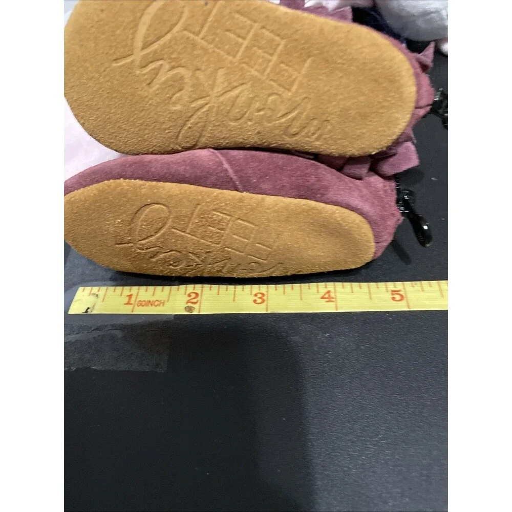 Monkey Feet Suede Set Of 2 Fringe Boots Shoes For Baby Purple Mustard Yellow